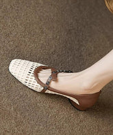 Frauen Spleißen Chunky Schuhe Schwarz Kunstleder Aushöhlen